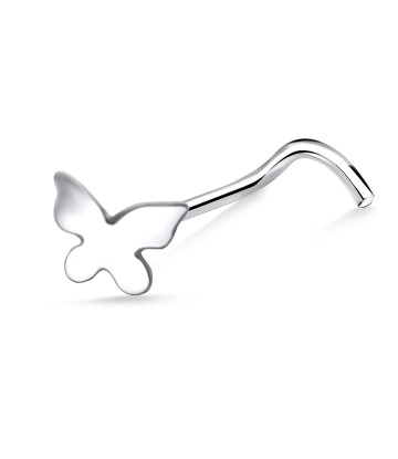 Big Butterfly Silver Curved Nose Stud NSKB-130F